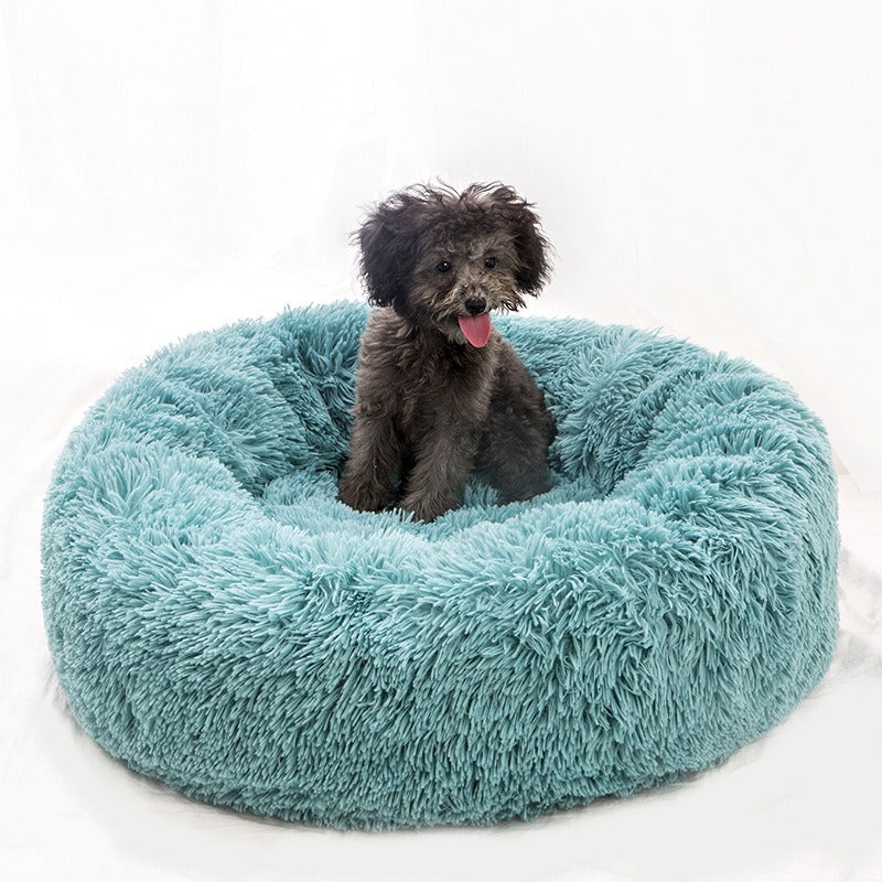 Round Plush Calming Pet Bed for Small Dogs & Cats