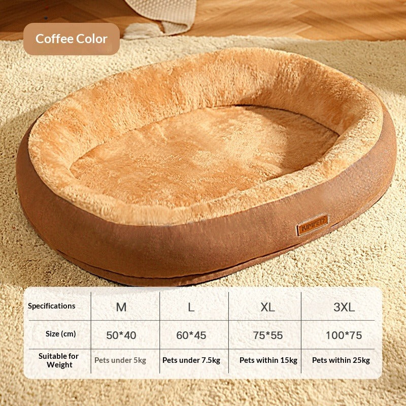 Oval Plush Pet Bed for Cats & Dogs