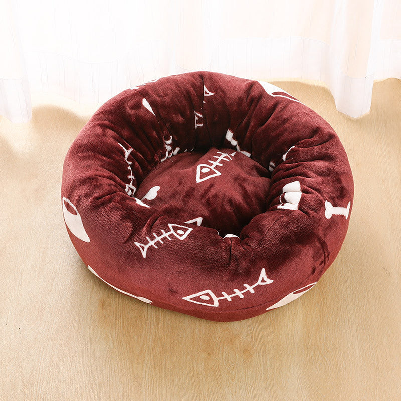 Thick Plush Round Pet Nest Mat for Autumn & Winter