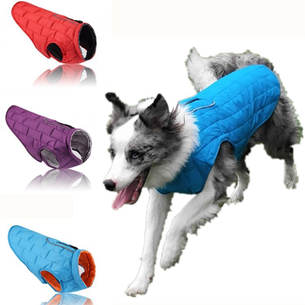 Two-Tone Checkered Dog Jacket and Cotton Coat