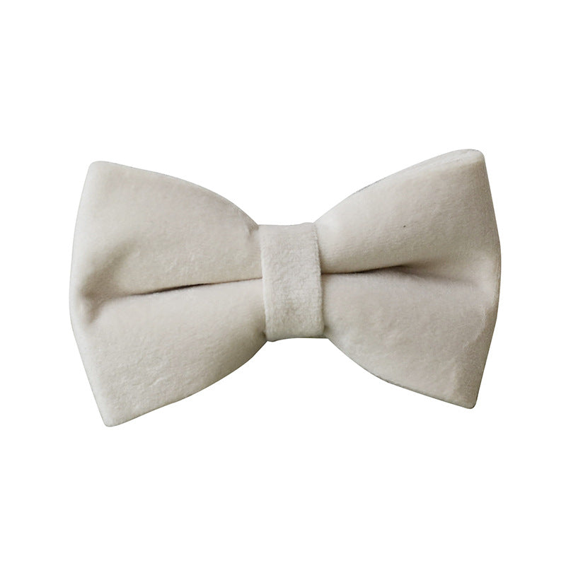 Milky White Velvet Dog Collar with Alloy Buckle