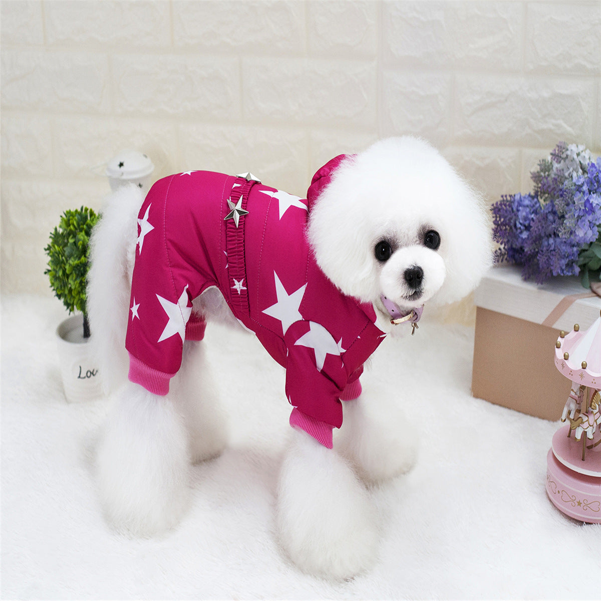 Thick Cotton-Padded Poodle Dog Clothes for Winter