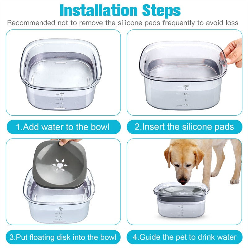 Spill-Proof Slow-Feed Pet Water Bowl (2L & 4L)