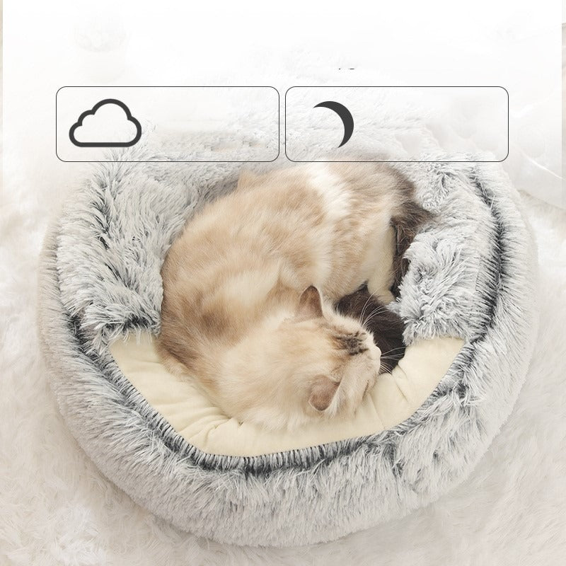 Crystal Velvet Semi-Enclosed Cat Bed