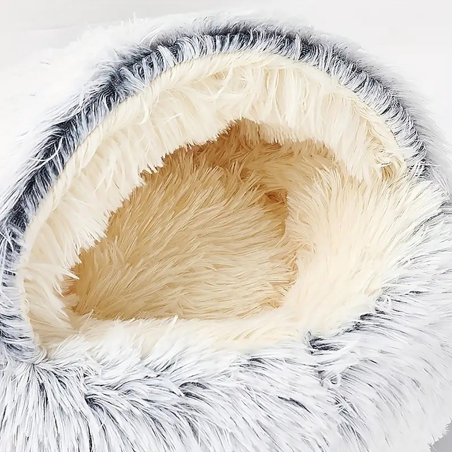 Plush Round Hooded Cat Bed