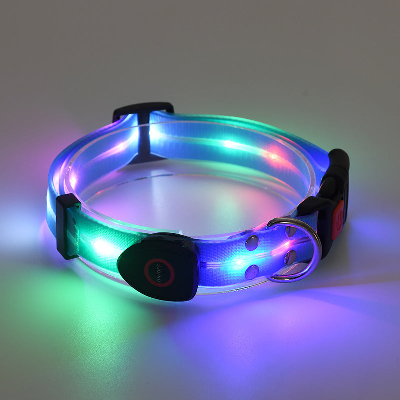 Rechargeable LED Luminous Nylon Pet Collar & Tow Rope
