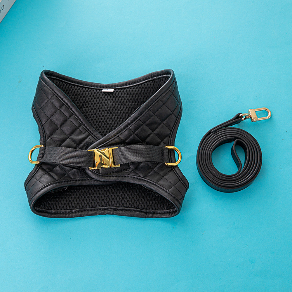 Leather Dog Chest and Back Harness Suit