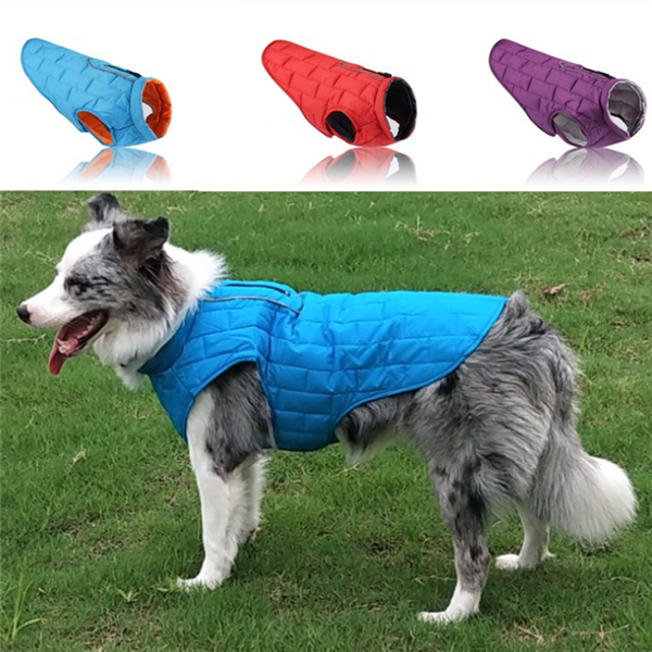 Two-Tone Checkered Dog Jacket and Cotton Coat