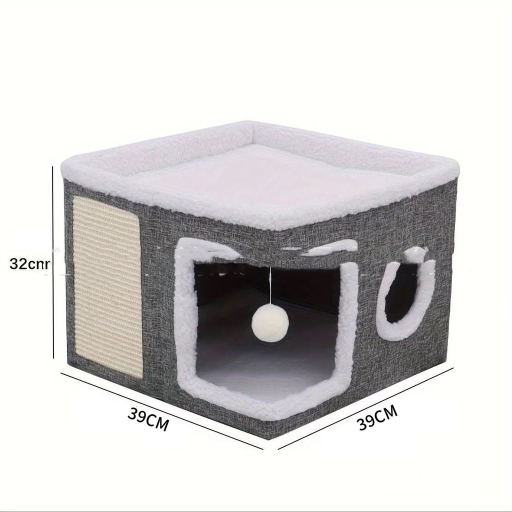 Pet Double-layer Foldable Cat Nest Villa