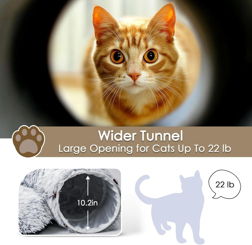 Cat Tunnel Bed with Washable Mat for Indoor Pets
