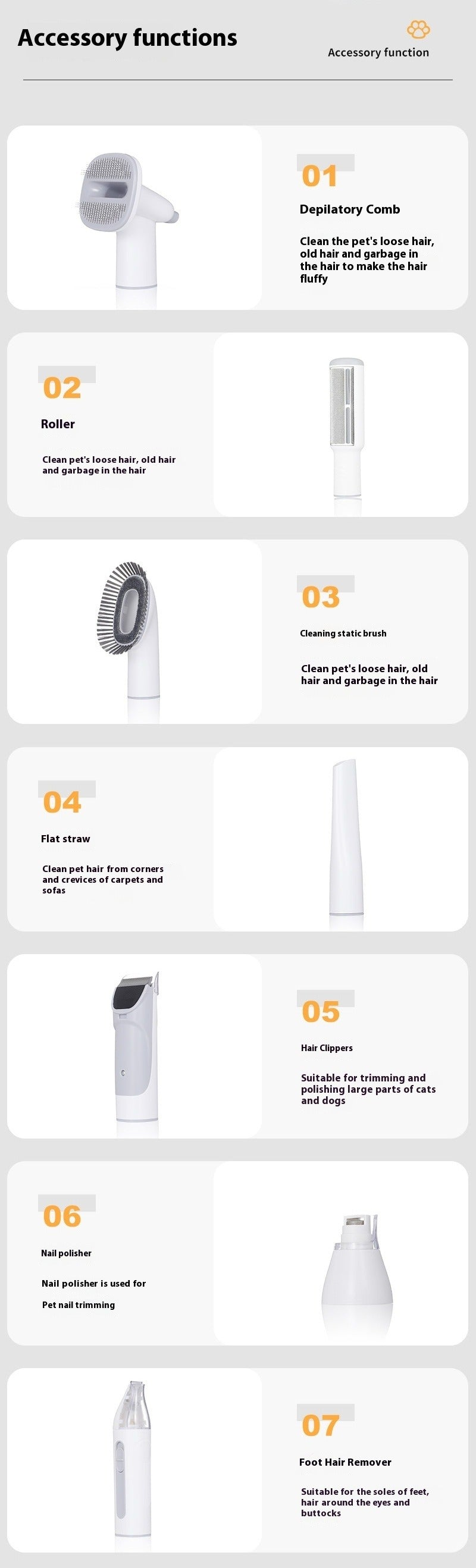 Pet Multi-Function Grooming Vacuum Kit