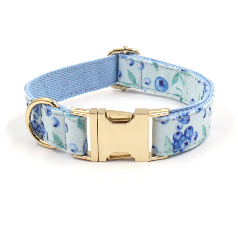 Blueberry Print Pet Collar with Custom Lettering