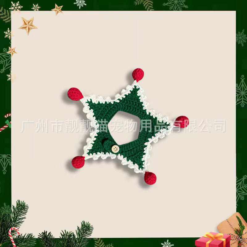 Handmade Christmas Pet Collar with Star Design