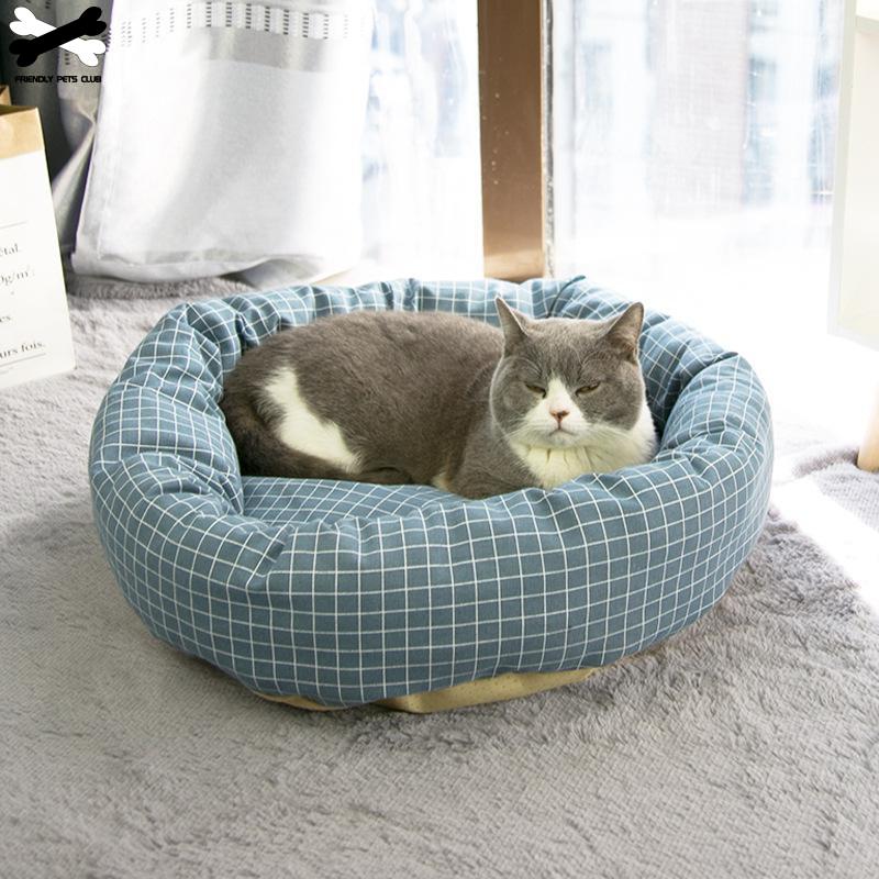 Round Pet Bed for Cats and Dogs - Soft and Stylish