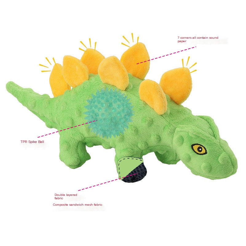 2-in-1 Plush Dinosaur Pet Toy for Dogs