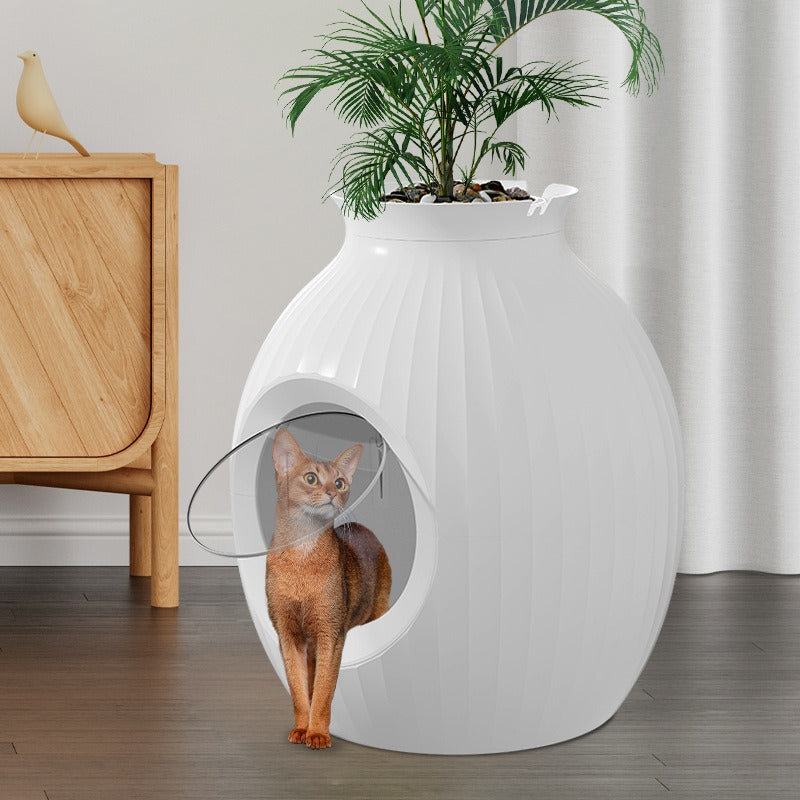 Enclosed Flower Pot Cat Litter Box