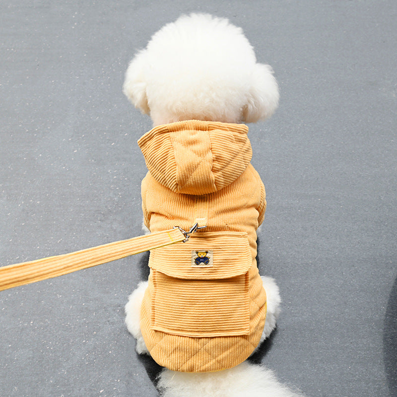 Warm Thickened Cotton Dog Coat with Backpack Feature