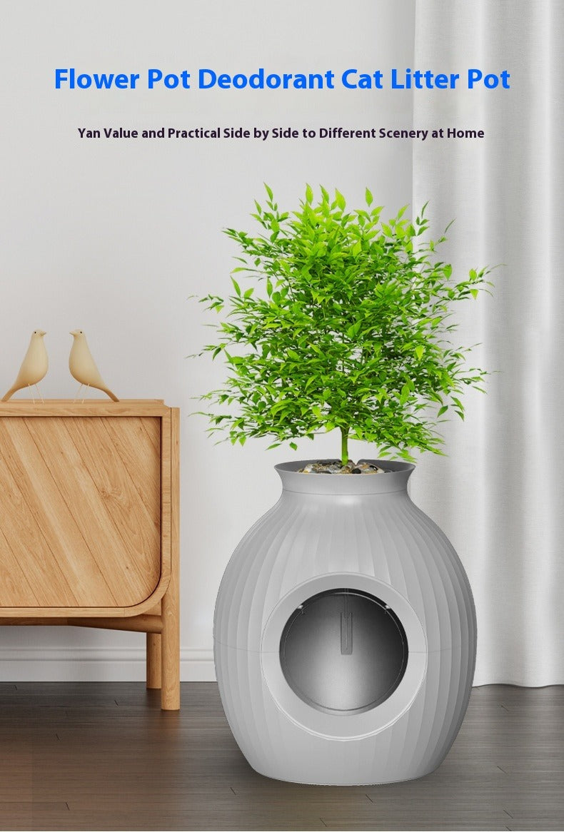 Enclosed Flower Pot Cat Litter Box