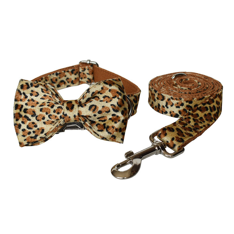 Leopard Print Zinc Alloy Dog Collar with Deep Bottom