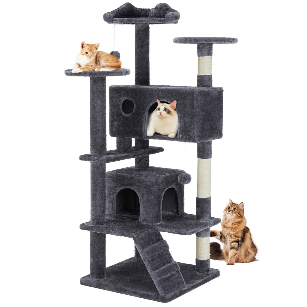 Large Multi-Level Cat Tree Tower with Scratching Post - Grey