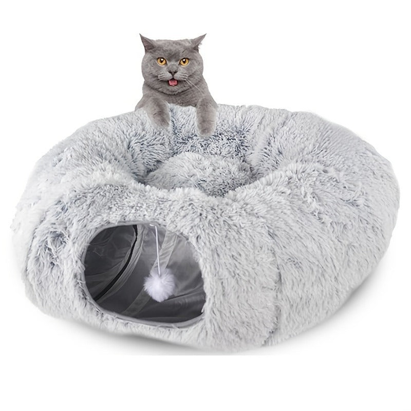 Plush Foldable Cat Tunnel Bed