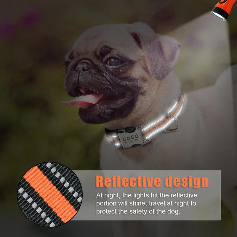 Reflective Dog Collar with Engraving for Pets