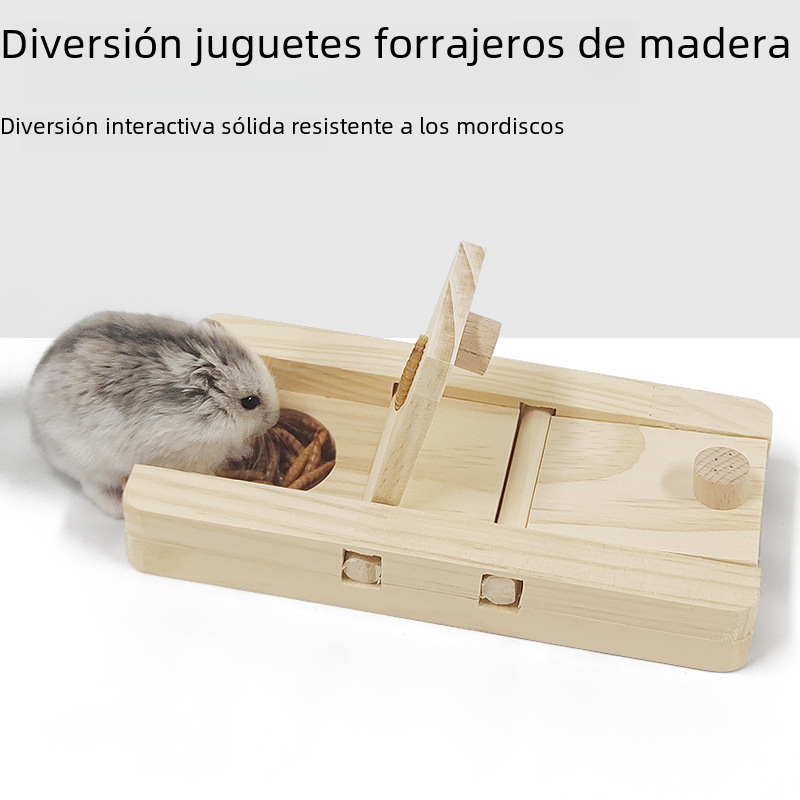 Wooden Foraging Puzzle Toy for Small Animals