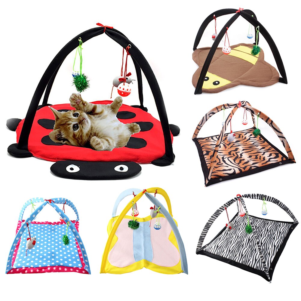 Folding Cat Tent and Hammock Play Mat for Cats