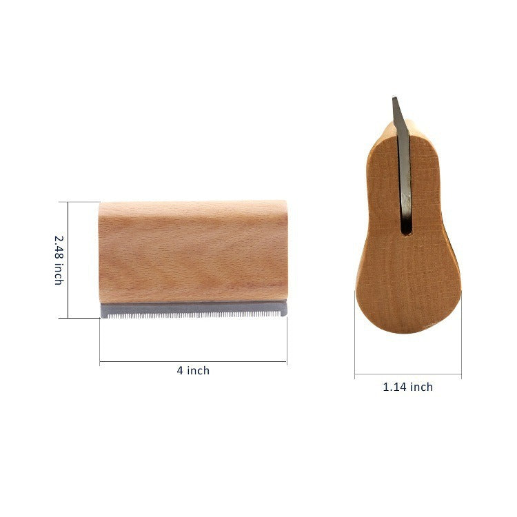 Solid Wood Handle Pet Hair Removal Comb