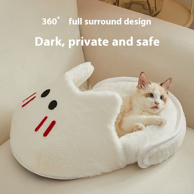 Four-Season Plush Cat Bed