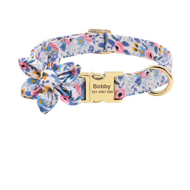 Personalized Fashion Printed Nylon Dog Collar with ID Tag