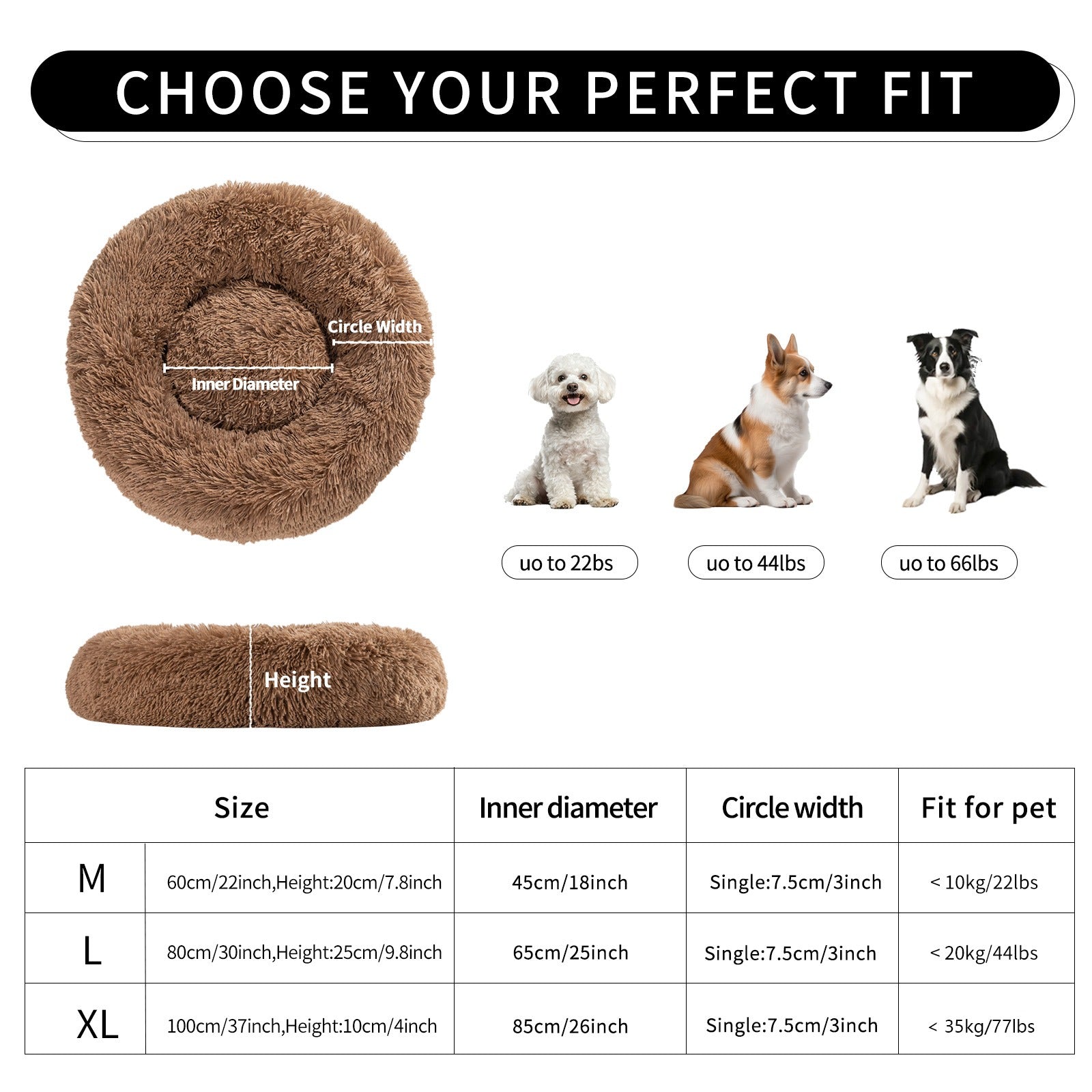 Washable Donut Pet Bed for Cats and Dogs