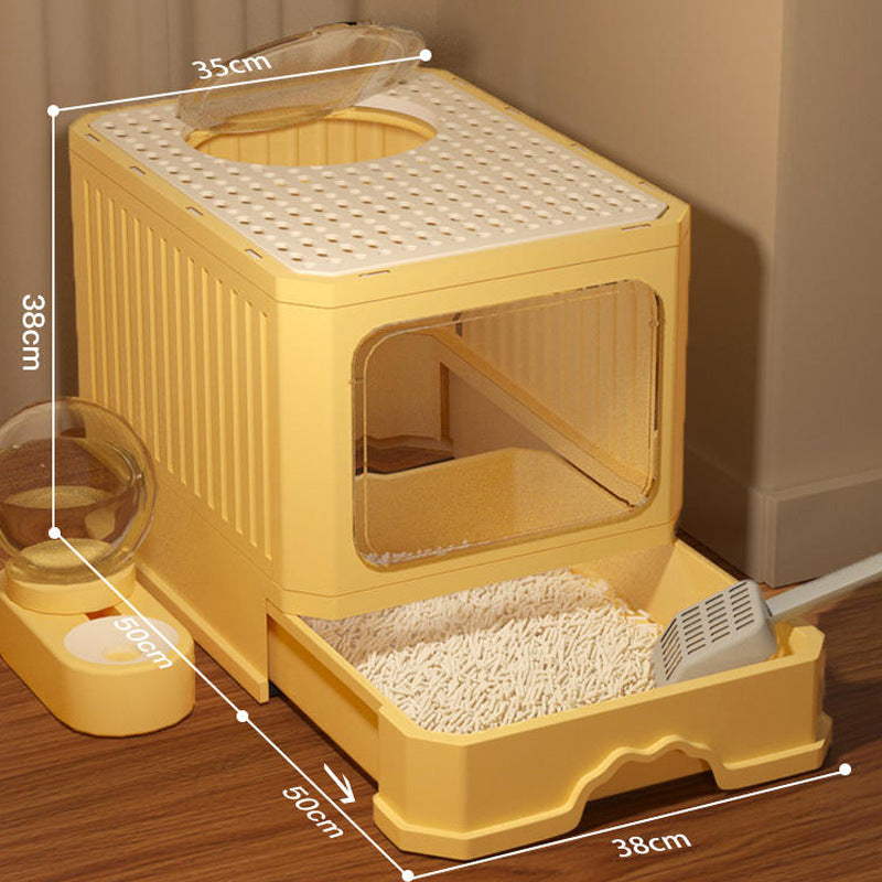 Large Enclosed Cat Litter Box with Door for Pets