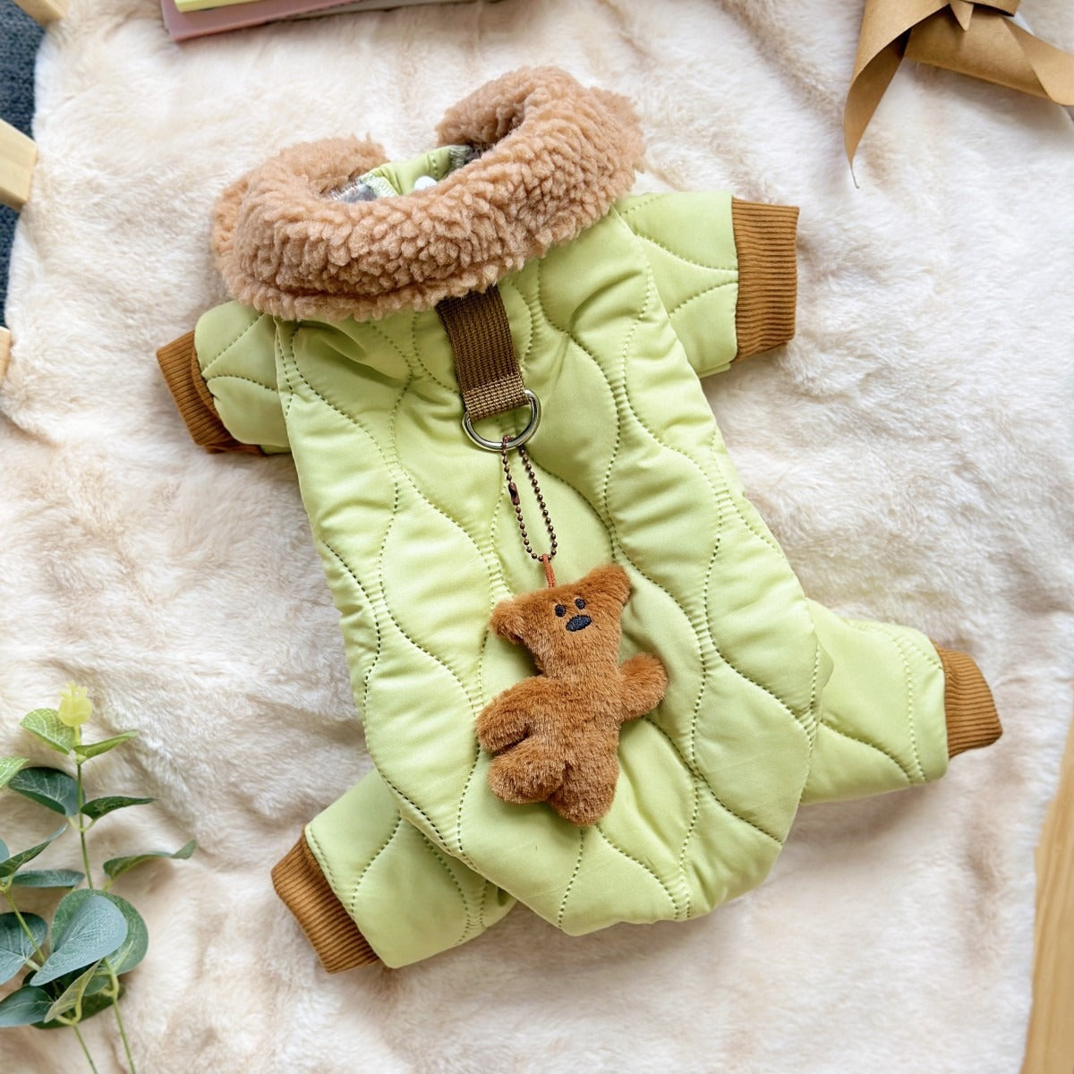 Extra Thick Pet Dog Jacket with Toy Bear Pendant