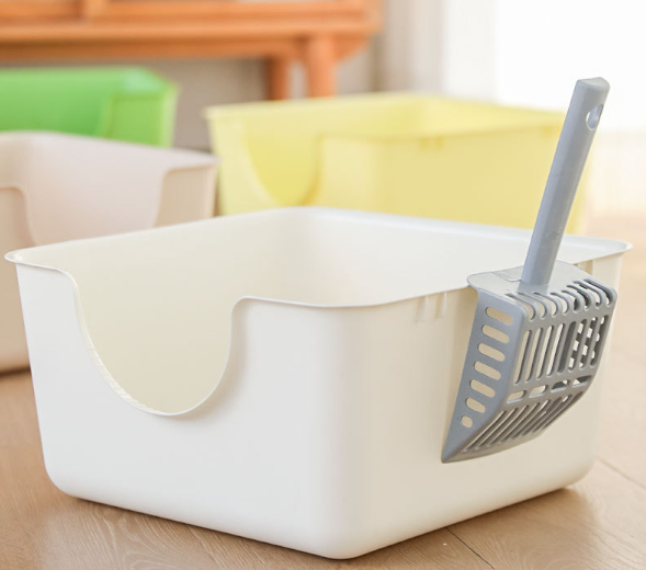 Large Thick Semi-Enclosed Cat Litter Box for Pets