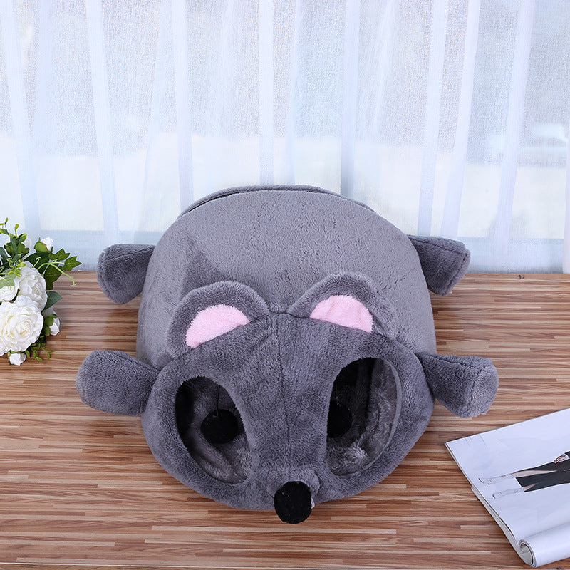 Gray Mouse Cat Bed for Warmth