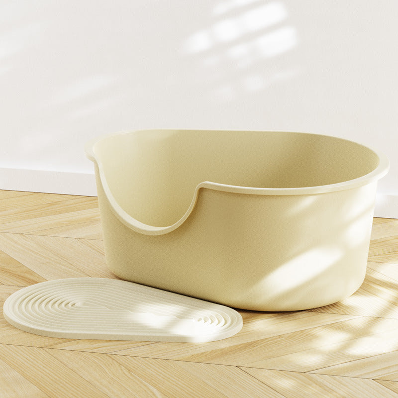 Large Open Cat Litter Box with Splash Guard