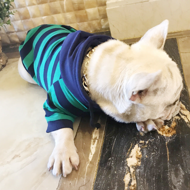 Striped Hooded Pet Clothes for Small Dogs and Cats