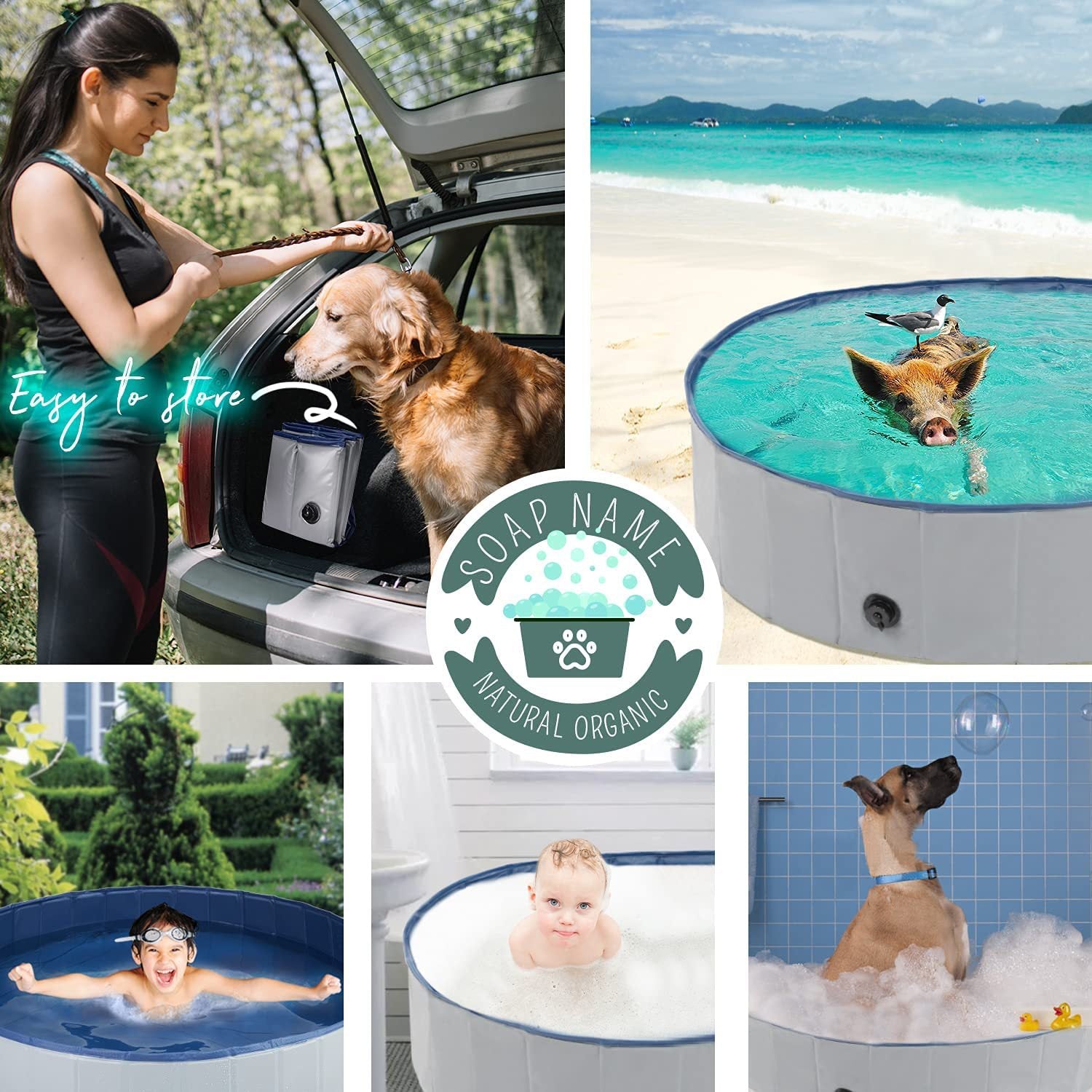 Foldable Pet Pool with Free Zipper Bag