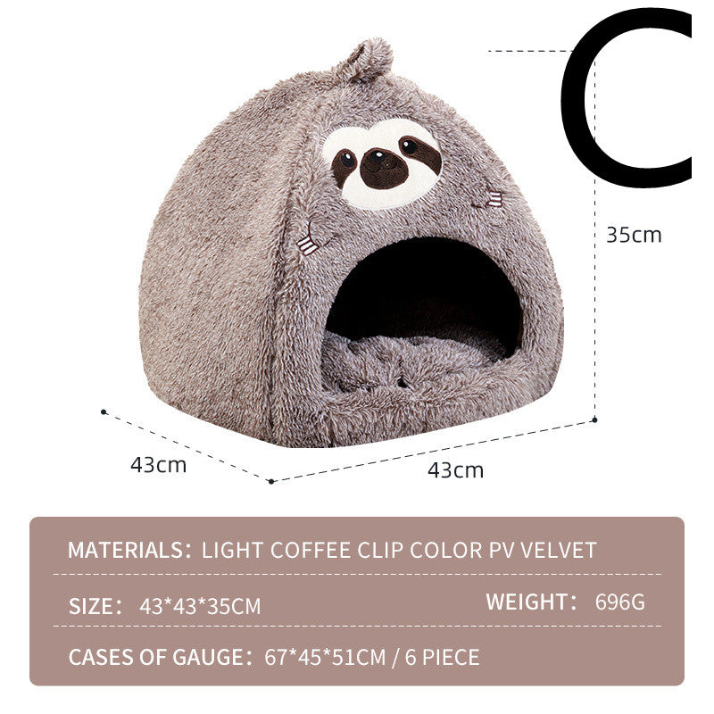 Sloth Pet Nest with Velvet Plush Sofa Design