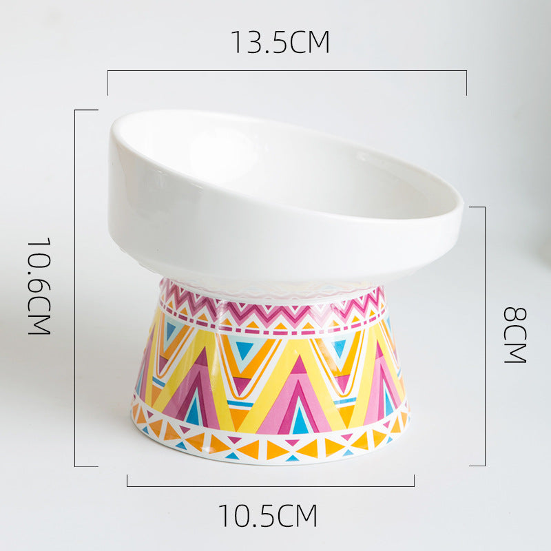 Ceramic Cat Bowl with Elevated Design for Pet Feeding