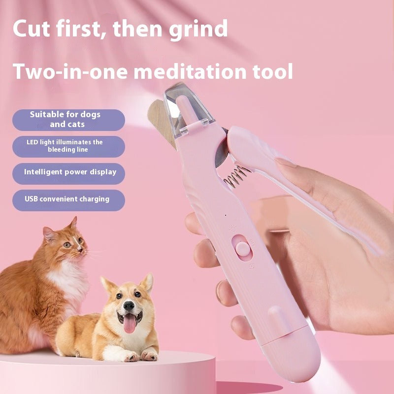2-in-1 Pet Nail Clippers with LED Light