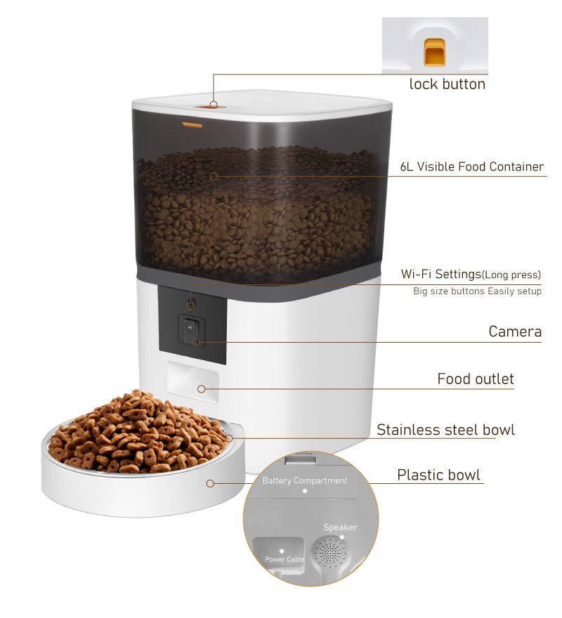 Smart Video Pet Feeder with Adjustable Camera