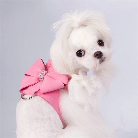 Princess Style Dog Leash and Harness Set with Bowknot