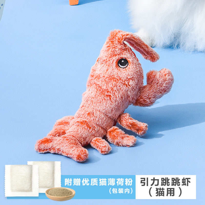 USB Rechargeable Jumping Lobster Cat Toy Plush Chew
