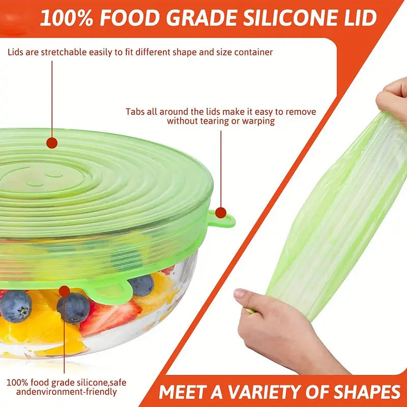 Silicone Stretch Lids Set for Food Storage (6 Sizes)