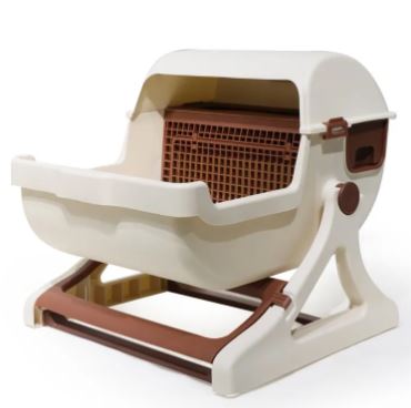 Semi-Automatic Tilting Open Cat Litter Box