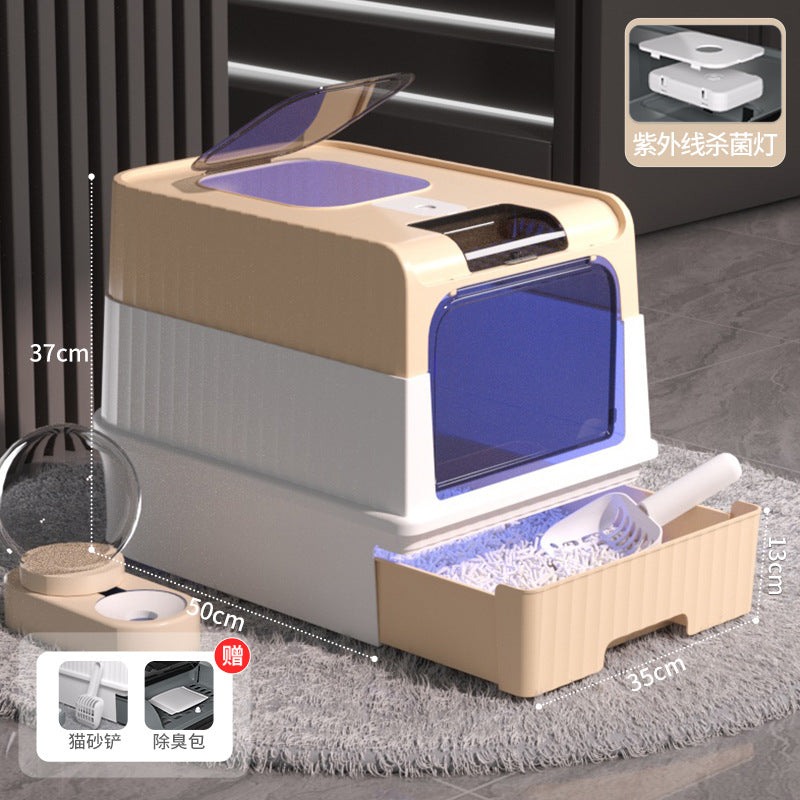 Large Enclosed Cat Litter Box with Door for Pets
