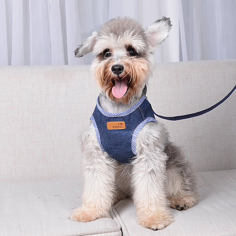 Dog Harness Leash - Denim Pet Safety Strap