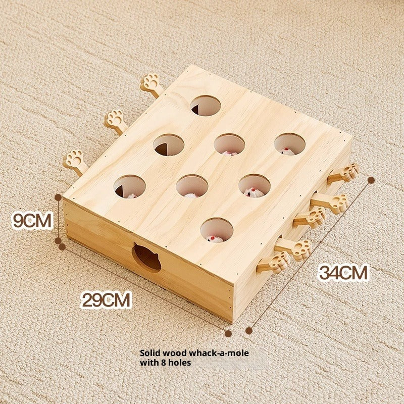 Solid Wood Catnip Whac-a-Mole Cat Toy
